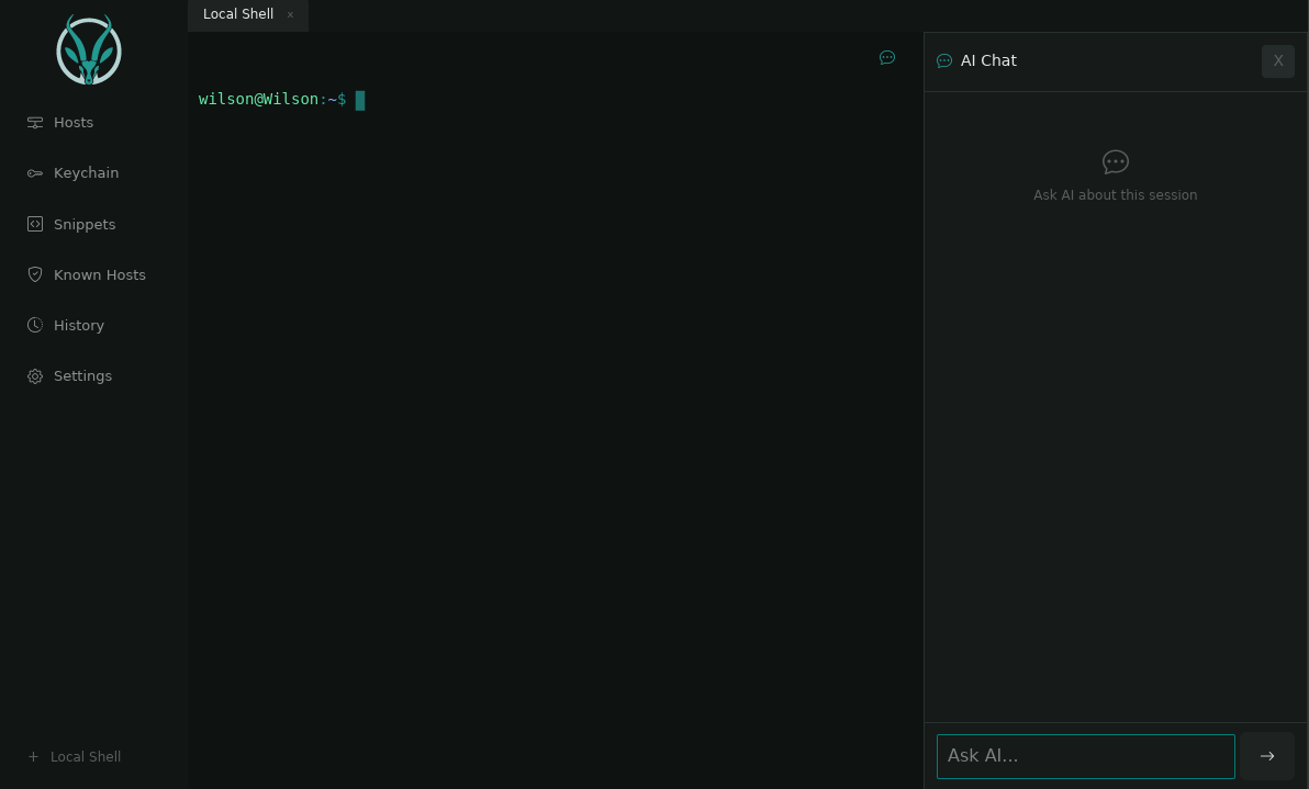 Terminal with AI Chat sidebar